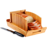 Kiss Core bamboo bread slicer with 8-inch serrated knife for clean cuts