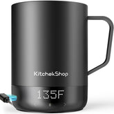 KitchekShop 14oz Smart Mug Warmer demonstrates portable warmth for home or office.