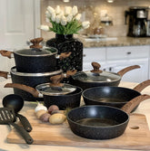 Kitchen Academy induction cookware 12-piece set — top view for versatile nonstick cooking.