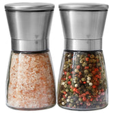 Kitchen-GO salt and pepper grinder set side view for precise, effortless seasoning.