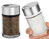 Kitchen-GO salt and pepper dispensers with adjustable holes for precise table seasoning