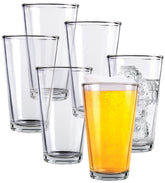 Kitchen Lux pint beer glasses set 6 with tall clear design, perfect for home entertaining.
