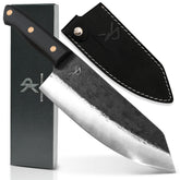 Kitchen Perfection 8-inch handmade carving knife close-up showing razor-sharp edge for precise slicing