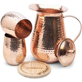 Kitchen Science large copper pitcher with lid and tumblers for everyday hydration.