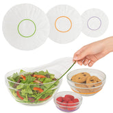 Kitchen Strong stretch-fit bowl covers keep bowls fresh and seal easily.