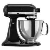 KitchenAid Artisan stand mixer with 5-quart bowl in Onyx Black for large-batch baking.