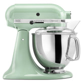 KitchenAid Artisan tilt-head mixer in pistachio blends style with steady performance.