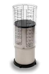KitchenArt Pro 2 Cup Adjust-A-Cup pour view demonstrates space-saving liquid measurement.