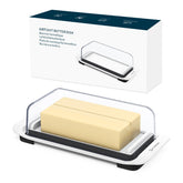 KITCHENDAO butter dish on countertop showing large capacity for two sticks with clear lid