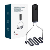 KITCHENDAO non-scratch potato masher front view; silicone coating protects non-stick pots