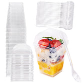 KitchenHex clear dessert cups with lids and spoons highlight parfait layers for events