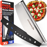 KitchenStar 16-inch pizza cutter rocker blade glides through crust for clean slices