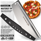 KitchenStar pizza cutter rocker blade: clean, precise slices with toppings preserved.