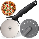 KitchenStar pizza cutter blade close-up highlighting the razor sharp edge for clean slices