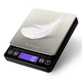 Kitchentour digital scale front display with back-lit readout for precise measurements.