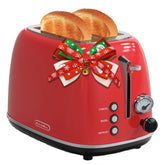 KITCHMIX 2-Slice Retro Toaster in red, front view showing bold countertop appeal