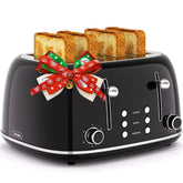 KITCHMIX Toaster 4 Slice front view in retro stainless for stylish mornings.