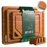 KITCWIZ bamboo cutting boards large with juice grooves for cleaner meat prep