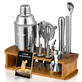 KITESSENSU Cocktail Shaker Set with Stand offers durable stainless steel for long-lasting use.