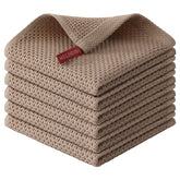 Kitinjoy 6-pack dish cloths with waffle weave for quick moisture absorption