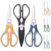 KITNATS 3-pack kitchen shears with red, blue, and green handles for color-coded tasks.
