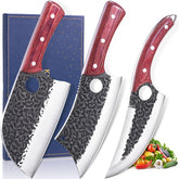 KITNATS butcher knife set shown for versatile home cooking and outdoor meal prep.
