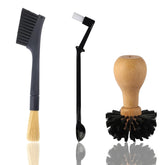 Kitnish coffee brush 3pc set for thorough espresso equipment cleaning and maintenance.