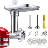 KITOART metal food grinder attachment on a KitchenAid mixer for seamless compatibility