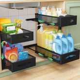 Kitstorack under-sink 2-tier drawer expands storage in compact cabinets.