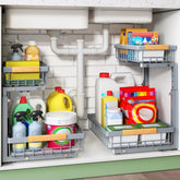 Kitstorack under-sink organizer with two-tier drawers for easy access and organized cabinets.