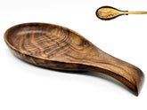 Kityemo walnut spoon rest on stove top showing simple, elegant design