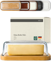 KIVY glass butter dish with lid keeps butter clean on the counter
