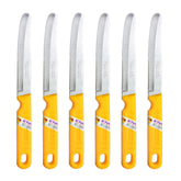 Kiwi SET 512 six-piece fruit knives with silver blades and yellow handles for precise fruit prep.