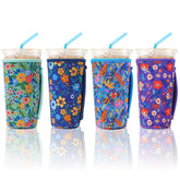 KJQJLY flowers ice coffee sleeve on a 30-32 oz cup keeps drinks cooler longer.