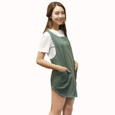 KKTOCHVC Japanese-style apron in army green front view protects clothes while cooking