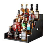 KLM liquor bottle display shelf shown with bottles arranged neatly for easy access