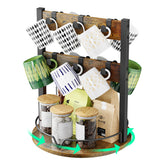 KLM wood coffee mug holder with 12-hook design keeps mugs organized and within reach.