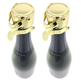 KLOVEO Champagne stopper gold 2-pack seen from front view ready to preserve fizz.