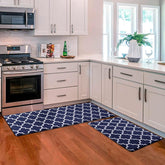 KMAT Kitchen Mat 2pcs Set on a kitchen floor for comfortable standing.