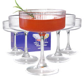 KMIGRUAN 11oz vintage coupe glasses with ribbed texture, ideal for stylish cocktails.