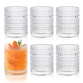 KMIGRUAN Hobnail glasses set 6 for water or cocktails, classic style and practical size