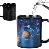 Kmiles heat-changing solar system mug shows color change when hot liquid is poured.