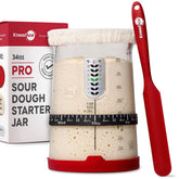 KNEADACE Pro starter jar front view emphasizing easy handling and large capacity.