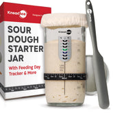 KneadAce wide-mouth sourdough jar for easy feeding and cleaning.