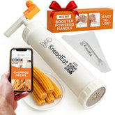 KneadEat churro maker kit with booster-powered handle for smooth dough extrusion.