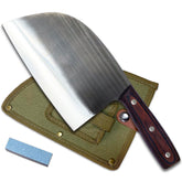 KNIFAST Serbian chef knife blade close-up, durable full-tang for reliable kitchen prep.