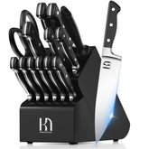 KnifeSaga 15-piece knife block set with durable, razor-sharp precision for daily cooking.