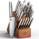 KnifeSaga knife block set, front view, ideal for organized kitchen prep.
