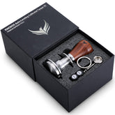 KNODOS rosewood handle espresso tamper for precise tamping and control.