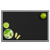 Knot and Style bar mat with white border close-up, highlighting elegant home bar design
